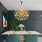 Ojaro Modern Gold Burst Crystal Chandelier Pendant Light for Living Room, Staircase & Luxury Interiors