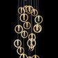 HDC 25 Lights Modern Led Golden Acrylic Hanging Double Height Staircase Chandelier