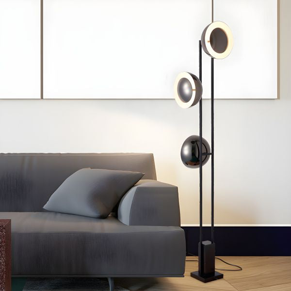 HDC Black Modern 3 Lights Nordic Style LED Standing Light Floor Lamp for Reading, Bedroom & Study