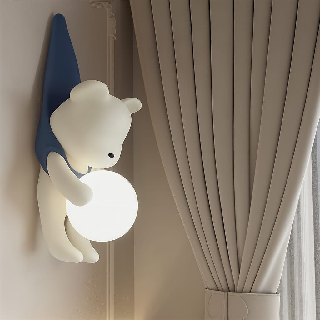 Hdc Cute Resin Hanged Pink Cartoon Bear with Milky White Globe Light - Warm White