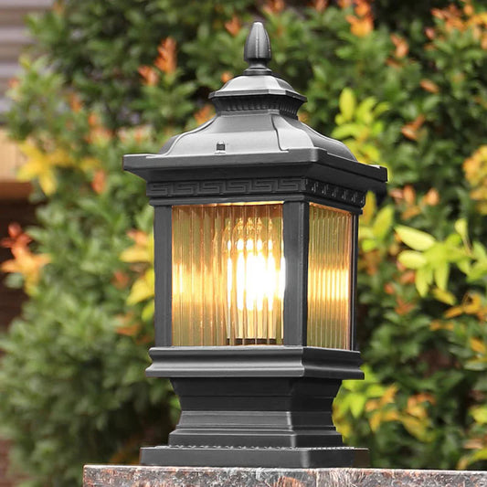 HDC European Luxury E27 Outdoor Garden Glass Post Light Waterproof Courtyard Door Decorative Gate Lamp