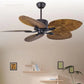 Hdc tropical Wind Wooden Palm Leaf residential Ceiling Fan Remote Controlled - Dark Wood