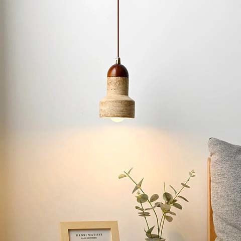 HDC Luxe Marble-Walnut Capsule Pendant Light For Livong Room, Bedroom