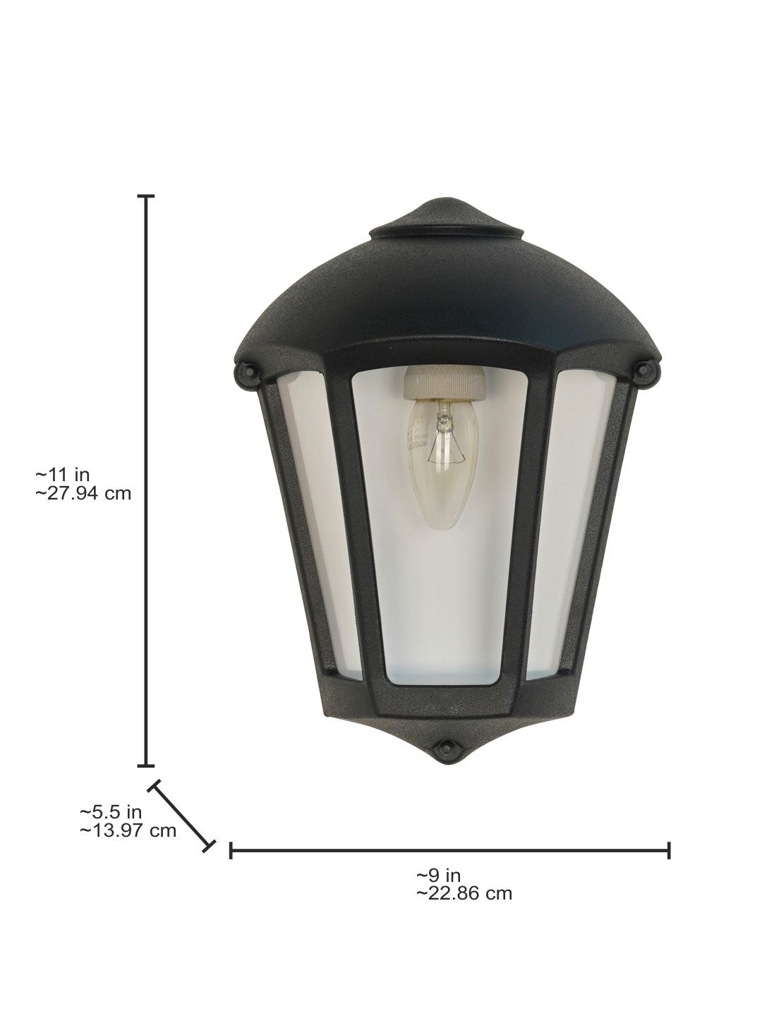 HDC Classic Black Metal Outdoor Wall Lantern for Balconies, Garden