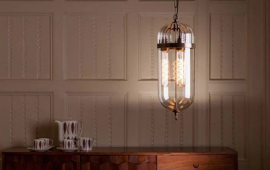 HDC Modern Glass Hanging Chandelier for Indoor Home Living Room Hotel Bedroom Pendant Light (Amber)