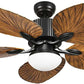 Hdc Tropical Ceiling Fan With Led Light And Remote Control 52 Inch Palm Reversible Fan Light 5 Leaf Blades And Balance Clips