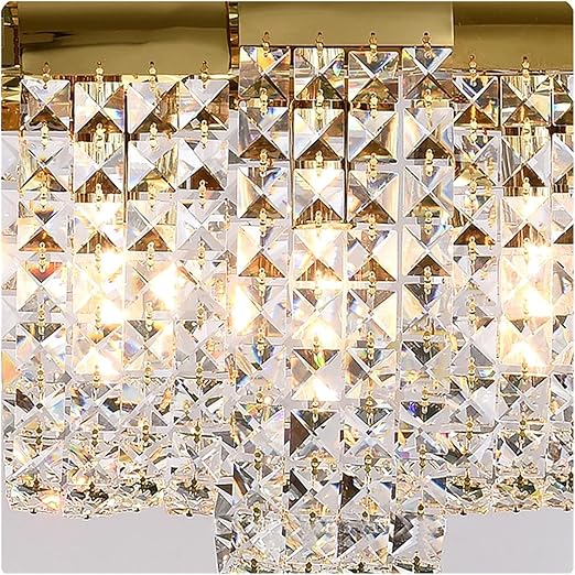 HDC 1100mm Luxury Gold Crystal Linear Chandelier Light for Dining Room, Living Room & Kitchen Island