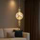 HDC Luxury Crystal Globe Pendant Light with Brass Finish | Elegant Vertical Hanging Lamp for Living Room, Bedroom & Designer Interiors