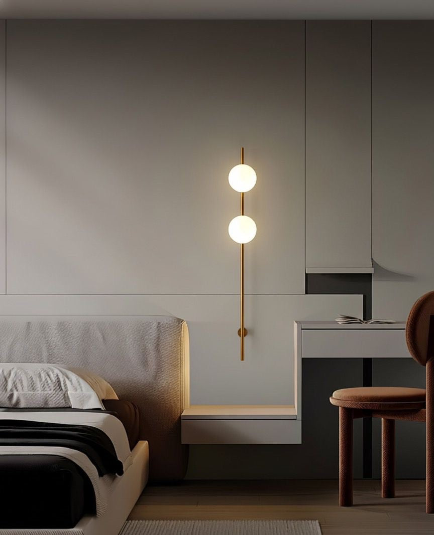HDC 1200mm Minimalist Vertical Wall Lamp with Frosted Glass Globe Luxury Modern Gold Wall Light