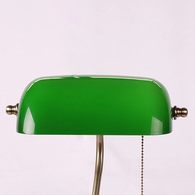 Hdc Retro Home Classic Green Bankers Table Lamp with Glass Shade and Brass Base