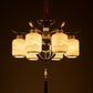 Hdc 6 Lights Traditional Chinese Iron Frame Cylinder Glass Shade Chandelier For Living Room