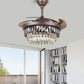 HDC LED Smoke Crystal Modern Brown Color Silent Fan Chandelier