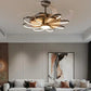 Hdc Invisible Black Oval Rings Ceiling Fan Chandelier With Remote Control 4 Retractable Abs Blades - Warm White