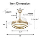 HDC Invisible Golden Rings Ceiling Fan Chandelier With Remote Control 4 Retractable Abs Blades - Tricolor