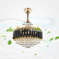 HDC 42" Modern Creative Design Chandelier Ceiling Fan with LED Lighting,Crystal Chandelier Fan Gold Retractable Ceiling Fan Light