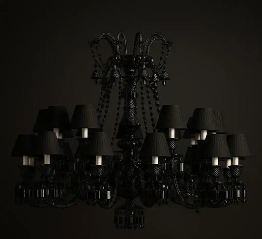 HDC 15 Light Shade Black Glass Italian Chandelier Ceiling Light Hanging - Warm White