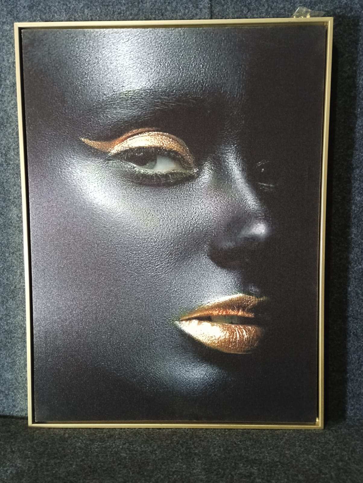 Hdc Sexy Gold Lip Black Woman Figure Canvas Painting Wall Art Posters for Living Room Home Wall Decor
