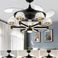 HDC Ceiling Fan Chandelier With 3 Layer Crystal Gold And Remote Control 4 Retractable Abs Blades - Warm White