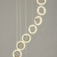 HDC 10 Lights Led Ring Gold Double Height Long Stair Chandelier