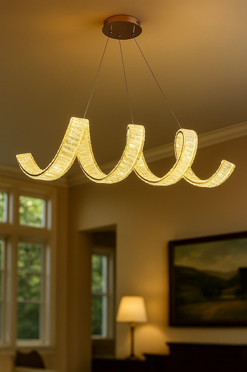 Hdc 1000mm Crystal Metal Modern Led Chandelier- Tricolor