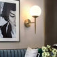 Hdc New Nordic Style Golden Frosted Glass Ball Wall Sconce For Bedroom Bedside Corridor