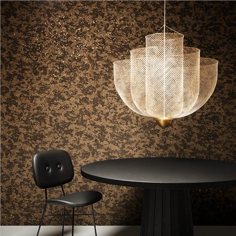 Hdc 450/600mm Modern Metal Iron Mesh 1 Light with 3 Layers Golden Finish Industrial Chandelier