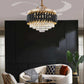 HDC 42" Modern Creative Design Chandelier Ceiling Fan with LED Lighting,Crystal Chandelier Fan Gold Retractable Ceiling Fan Light