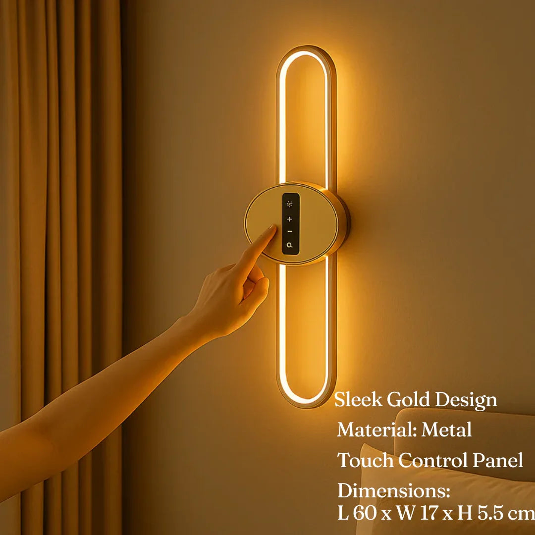 HDC Modern LED Wall Light with Touch Control Panel | 3 Color Modes & Adjustable Brightness for Bedroom, Living Room & Lobby