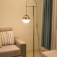HDC Golden Electroplated Arch Standing Lamp Spherical Glass Lampshade Contemporary Floor Lamp for Reading, Bedroom and Living Room
