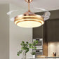 Hdc Golden Ceiling Fan Chandelier With Remote Control 4 Retractable Abs Blades- Tricolor Led