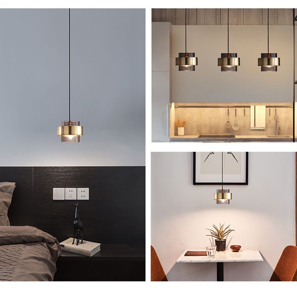HDC 1 Light Led Amber/Smoke Glass Pendant Ceiling Light - Warm White