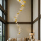 Hdc Feather Leaf Led Double Height Stair Chandelier - Warm White