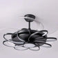 Hdc Invisible Black Oval Rings Ceiling Fan Chandelier With Remote Control 4 Retractable Abs Blades - Warm White