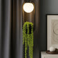 Hdc Modern Black Pendant Light with Glass Globe Hanging LED Lamp with Planter Pot