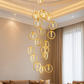 HDC 25 Lights Modern Led Golden Acrylic Hanging Double Height Staircase Chandelier