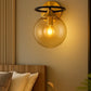 HDC Amber/Smoke Glass Wall Lamp Nordic Style Bedside Lamp Lighting For Bedroom Living Room