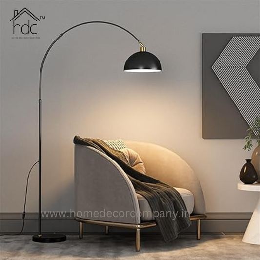 Hdc Modern Black Arch Floor Lamp with Adjustable Shade For Reading Lamp for Bedroom, Office, Living Room