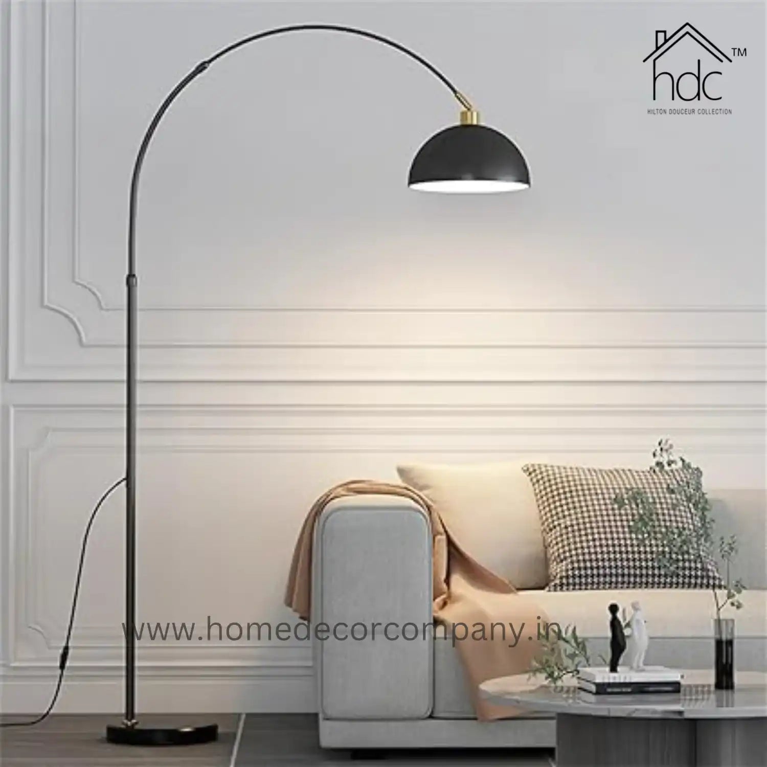 Hdc Modern Black Arch Floor Lamp with Adjustable Shade For Reading Lamp for Bedroom, Office, Living Room