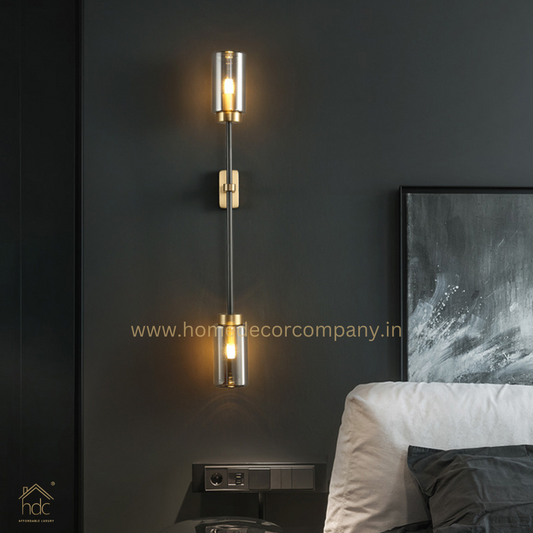 HDC Luxury wall lamp Hotel Living Room Smokey Gray Glass Lamps Post Modern Wall Light