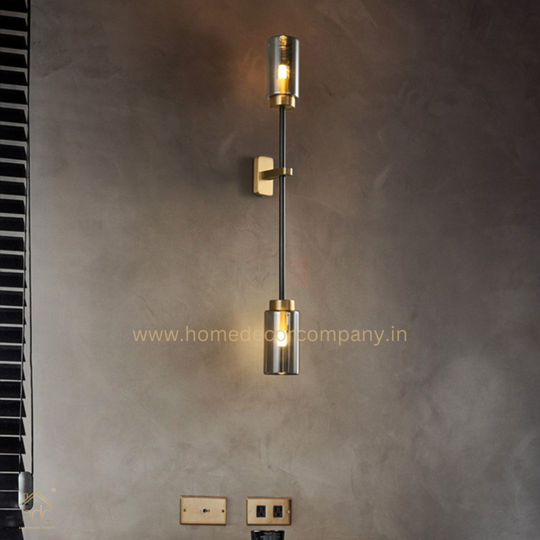 HDC Luxury wall lamp Hotel Living Room Smokey Gray Glass Lamps Post Modern Wall Light