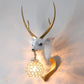 Hdc Royal Deer Head Big Horns European Creative Wall Lamp Bedroom Bedside Lamp - White