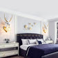 Hdc Royal Deer Head Big Horns European Creative Wall Lamp Bedroom Bedside Lamp - White