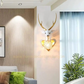 Hdc Royal Deer Head Big Horns European Creative Wall Lamp Bedroom Bedside Lamp - White