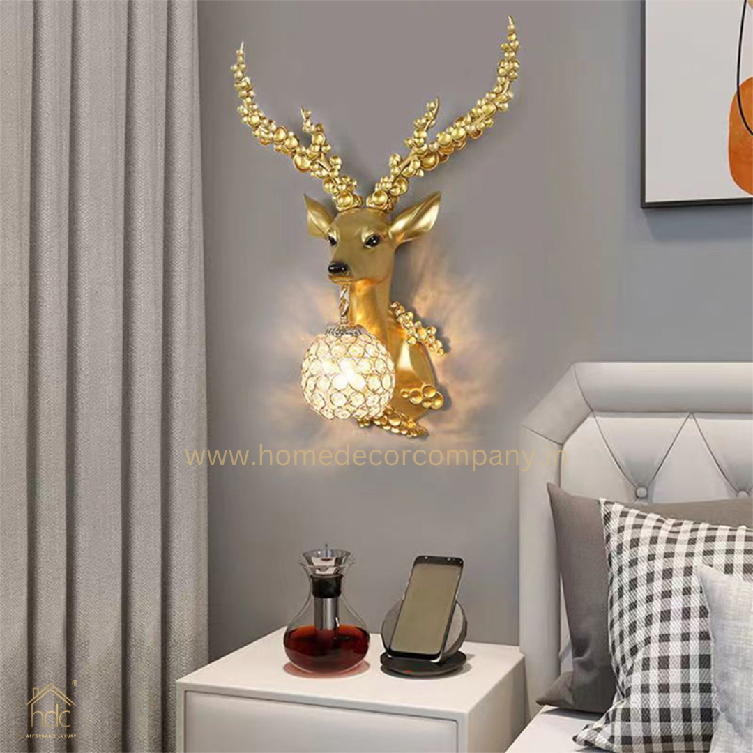 HDC Contemporary Deer Antler Wall Lamp Personalized and Creative Living Room Bedroom Hallway Decoration Light