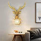 Hdc Royal Deer Head Big Horns European Creative Wall Lamp Bedroom Bedside Lamp - Gold