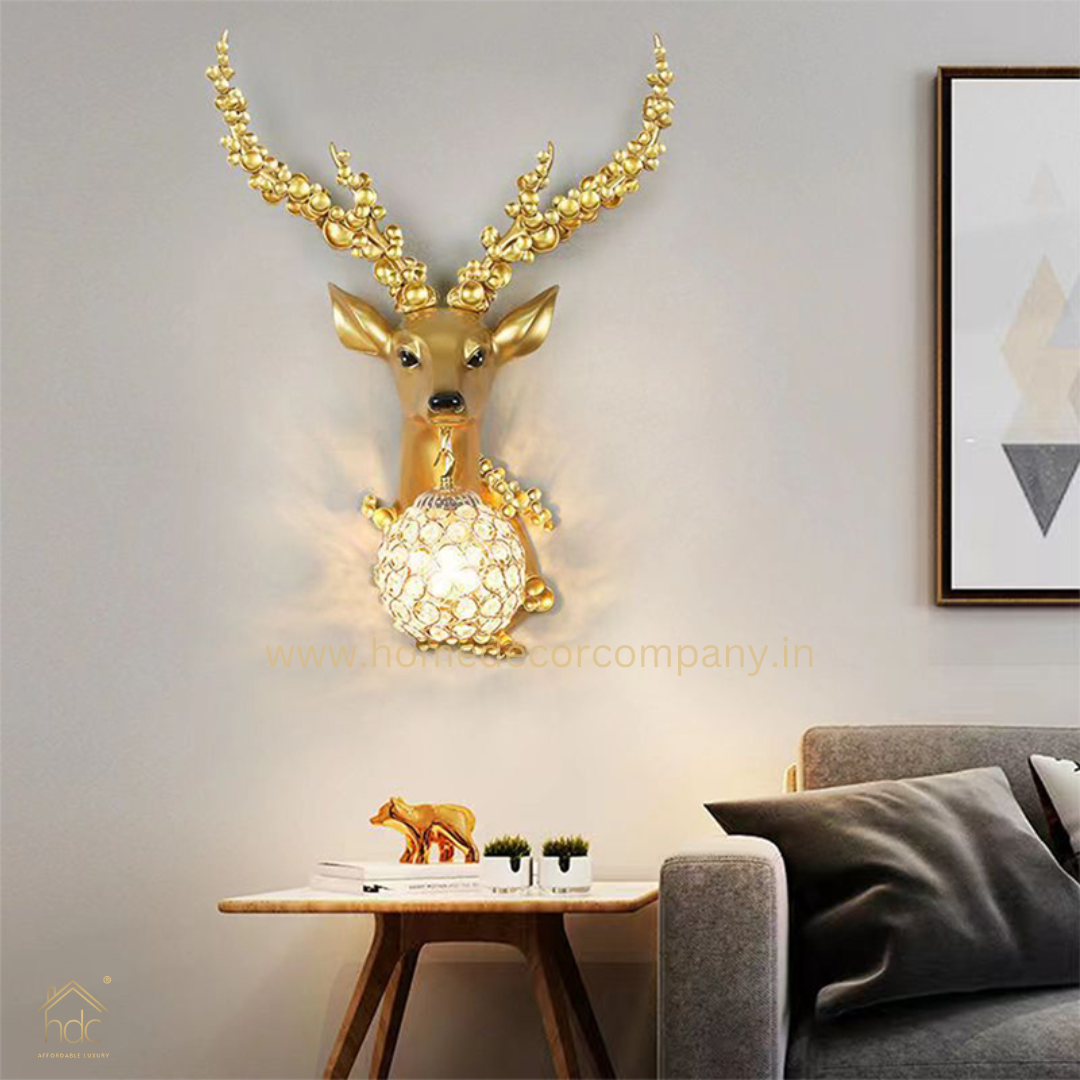HDC Contemporary Deer Antler Wall Lamp Personalized and Creative Living Room Bedroom Hallway Decoration Light