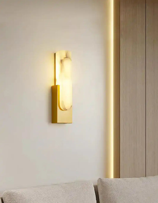 Hdc Alabaster Agatha Modern Gold Led Wall Light For Drawing Room - Tricolor