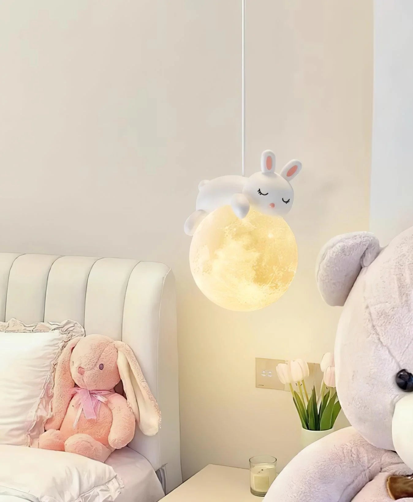 Hdc Cartoon Rabbit Pendant Lamps LED Modern Hanging Light for Baby Room Kids Bedroom