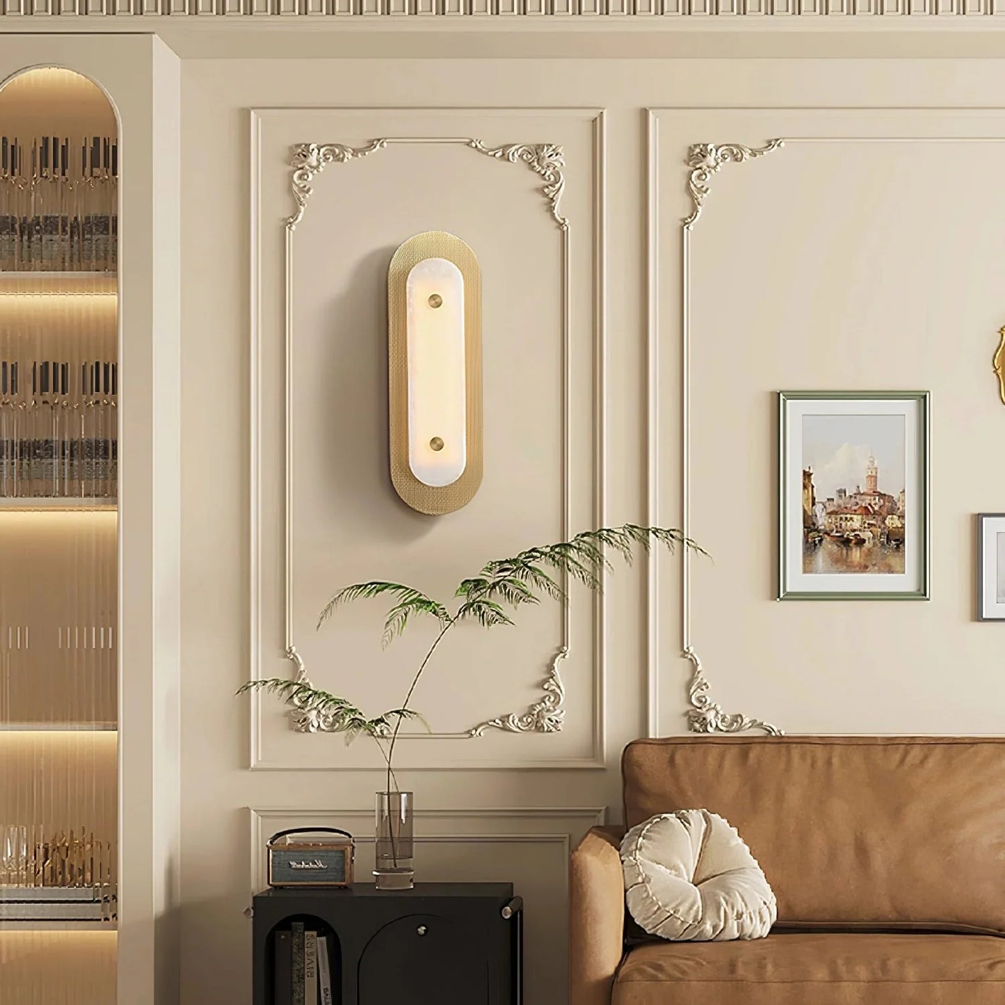 Hdc 400mm Sleek Matte Gold-plated Metal Frame Wall Light For Living Room, Bedroom