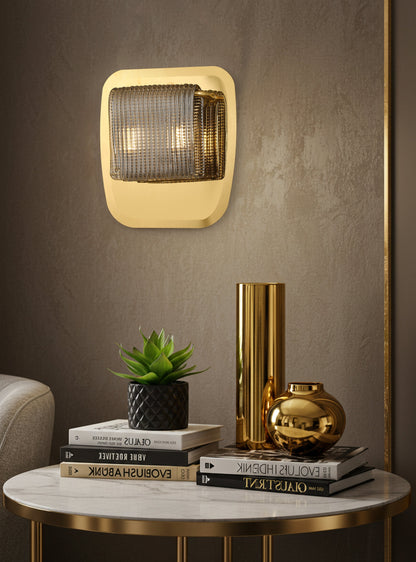 HDC Smoke & Amber Finish Luxury Glass Wall Light for Living Room